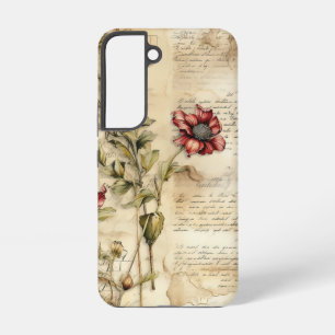 Coque Samsung Galaxy Parchemin Vintage avec Découpage Floral Élégant