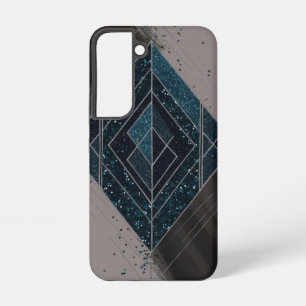 Coque Samsung Galaxy Parties scintillant bleue Art déco géométrique