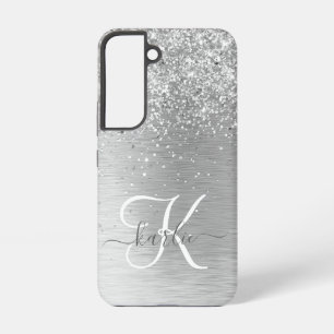 Coque Samsung Galaxy Parties scintillant en métal brossé argenté Nom du
