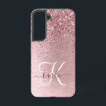 Coque Samsung Galaxy Parties scintillant en métal brossé rose pâle Nom<br><div class="desc">Personnalisez facilement ce design branché de boîtier de téléphone chic avec une jolie parties scintillant brillante rose vif sur un arrière - plan métallique brossé rose vif.</div>