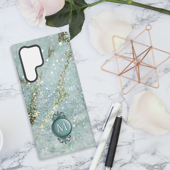 Coque Samsung Galaxy Parties scintillant et étincelles Or et vert (Créateur téléchargé)