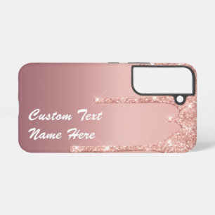 Coque Samsung Galaxy Parties scintillant or Rose personnalisé Nom du te