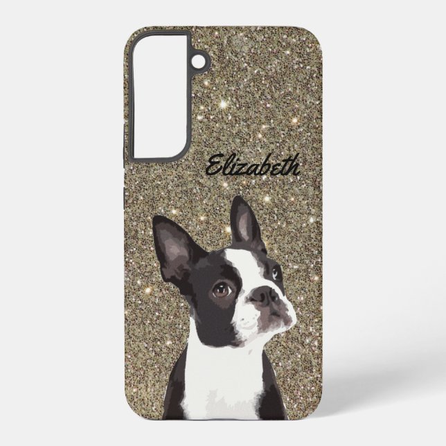 Coque Samsung Galaxy Parties scintillant Sparkle Boston Terrier Chien m (Verso)