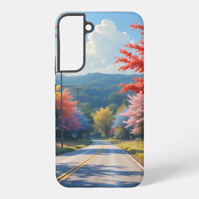 Coque Samsung Galaxy Pastel Autumn Country Road Watercolor (Verso)
