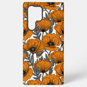 Coque Samsung Galaxy Pavot orange sur blanc