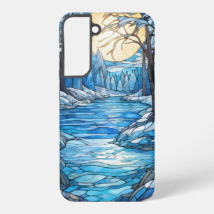 Coque Samsung Galaxy Paysage hivernal en vitrail – Forêt au clair de lu
