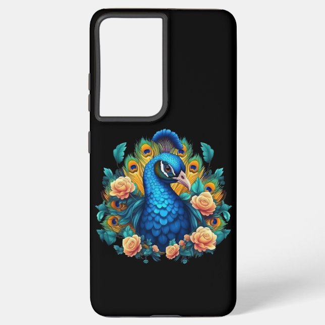 Coque Samsung Galaxy Peacock Avec Roses Peach (Verso)