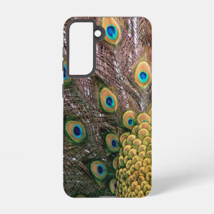 Coque Samsung Galaxy Peacock Feathers Emerald Green et Gold