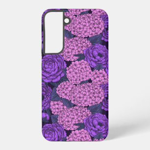 Coque Samsung Galaxy Peine et hydrangée en rose et violet
