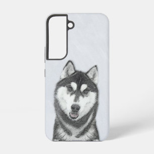 Coque Samsung Galaxy Peinture de chien Husky sibérien (noir et blanc) A