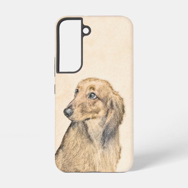Coque Samsung Galaxy Peinture de Dachshund (à poil long) - Art de chien (Verso)