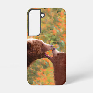 Coque Samsung Galaxy Peinture de mère et ourson grizzly - Art faunique