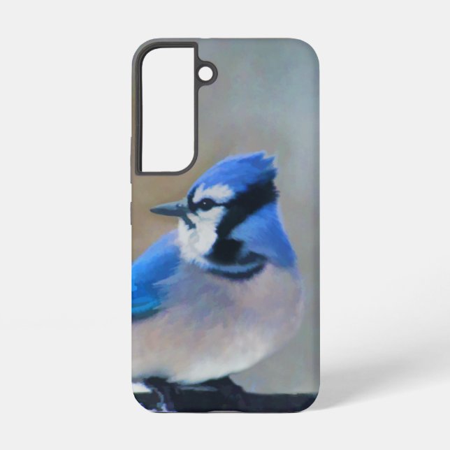 Coque Samsung Galaxy Peinture Jay Bleu - Art Oiseau Original (Verso)