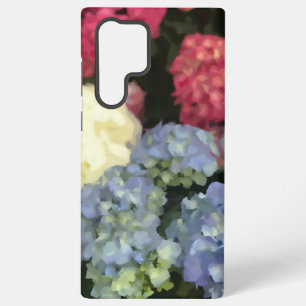 Coque Samsung Galaxy Peinture numérique à fleurs bleu et rose Hydrangea