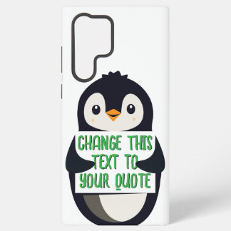 Coque Samsung Galaxy Penguin holding a sign with custom message