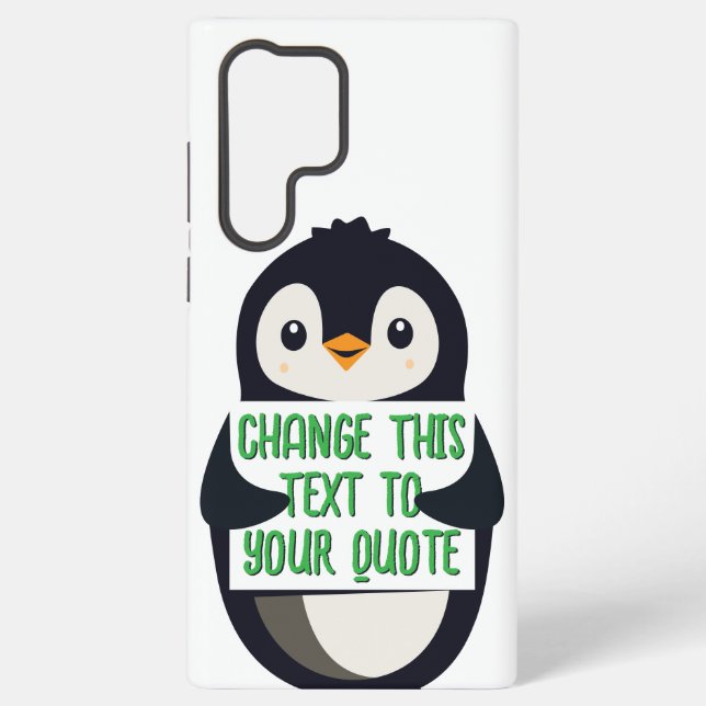 Coque Samsung Galaxy Penguin holding a sign with custom message (Verso)