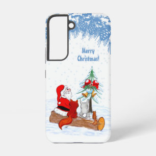 Coque Samsung Galaxy Père Noël avec lapin renard et écureuil