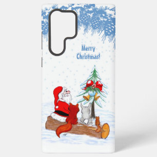 Coque Samsung Galaxy Père Noël avec Renard de lapin et écureuil