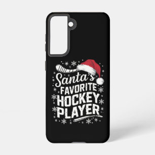 Coque Samsung Galaxy Père Noël Joueur de hockey favori Pyjama Noël