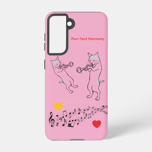 Coque Samsung Galaxy Perfect Harmony Cats & Trombone Galaxy Case – Pink (Verso)