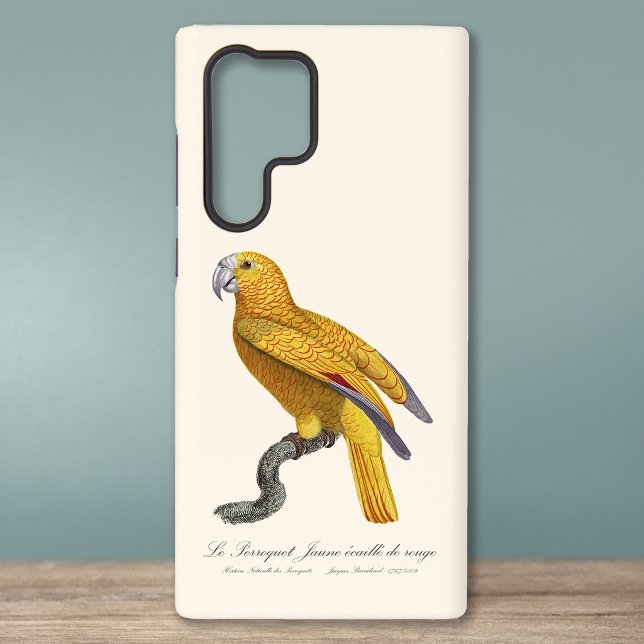 Coque Samsung Galaxy Perroquet de Paradis de Cuba, Psittacus Paradisi (Le Perroquet Jaune ecaille de rouge. Samsung Galaxy S22 Ultra Case)