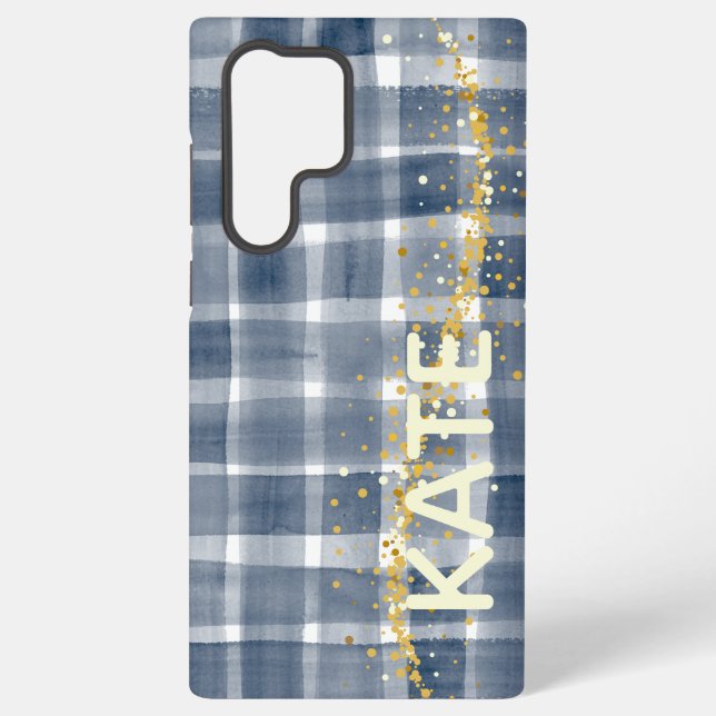 Coque Samsung Galaxy Personalized Plaid Samsung Galaxy Case with Name (Verso)