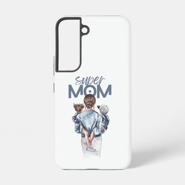 Coque Samsung Galaxy Personalized Super Mom with Son and Daughter Gift (Verso)