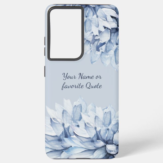 Coque Samsung Galaxy Personnalisé Moderne Floral Dusty Bleu (Verso)
