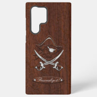 Personnalisez-le ! Crâne de pirate d'acajou marin
