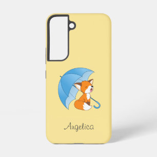 Coque Samsung Galaxy Petit renard mignon endormi sous un parapluie