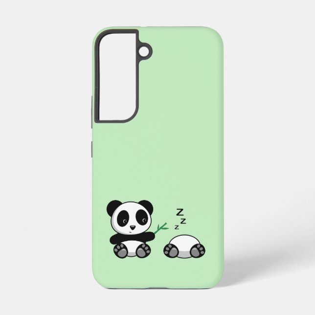 Coque Samsung Galaxy Petits pandas mignons sur fond vert (Verso)