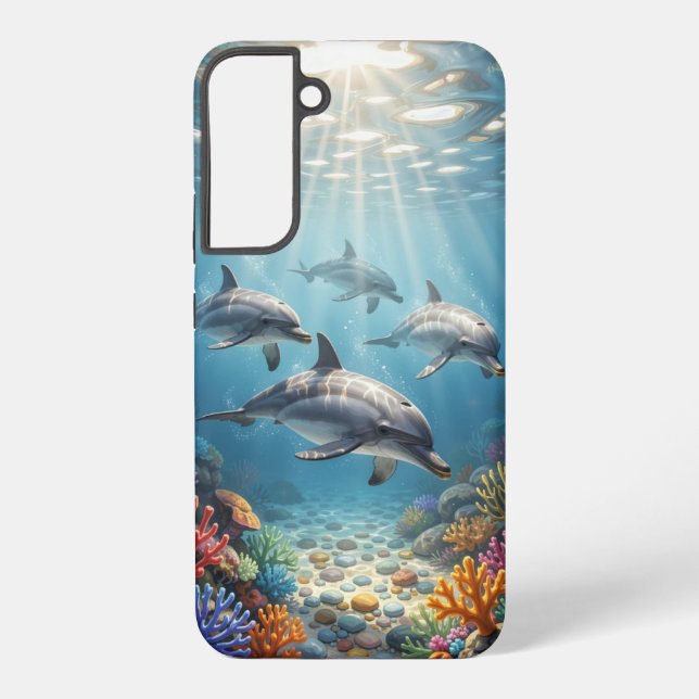Coque Samsung Galaxy Phone Case with dolphins. (Verso)