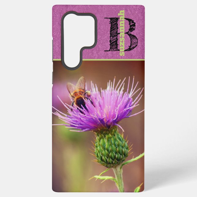 Coque Samsung Galaxy Photo rapproché de fleur de chardon violet de Bumb (Verso)