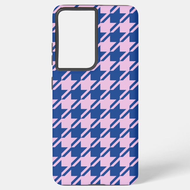 Coque Samsung Galaxy Pied de fond rose+Motif bleu (Verso)