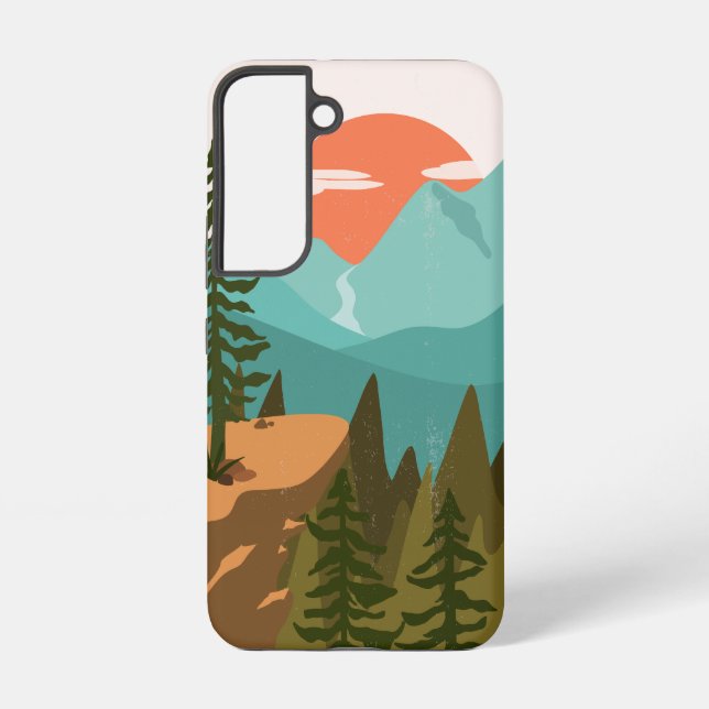 Coque Samsung Galaxy Pine Forest, Mountains et Sunrise (Verso)