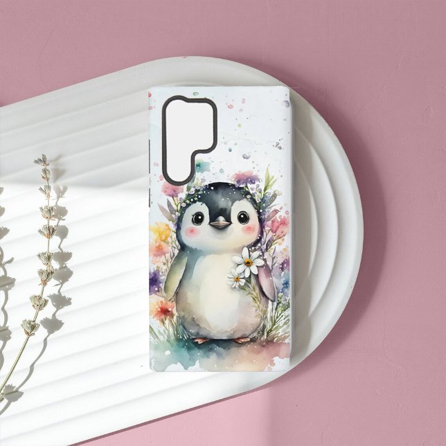 Coque Samsung Galaxy Pingouin d'aquarelle mignonne (Créateur téléchargé)
