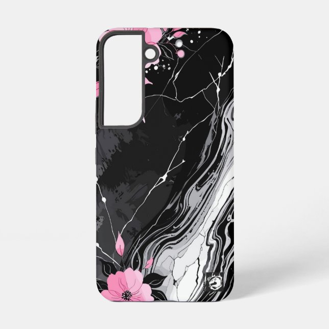 Coque Samsung Galaxy Pink Flowers Marble (Verso)