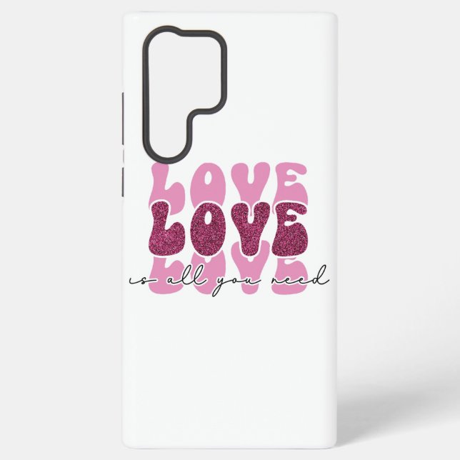 Coque Samsung Galaxy Pink "Love" Stacked Bubble Font (Verso)