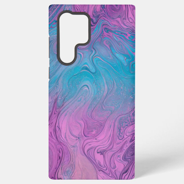 Coque Samsung Galaxy Pink & Turquoise Marble Art Phone Case (Verso)