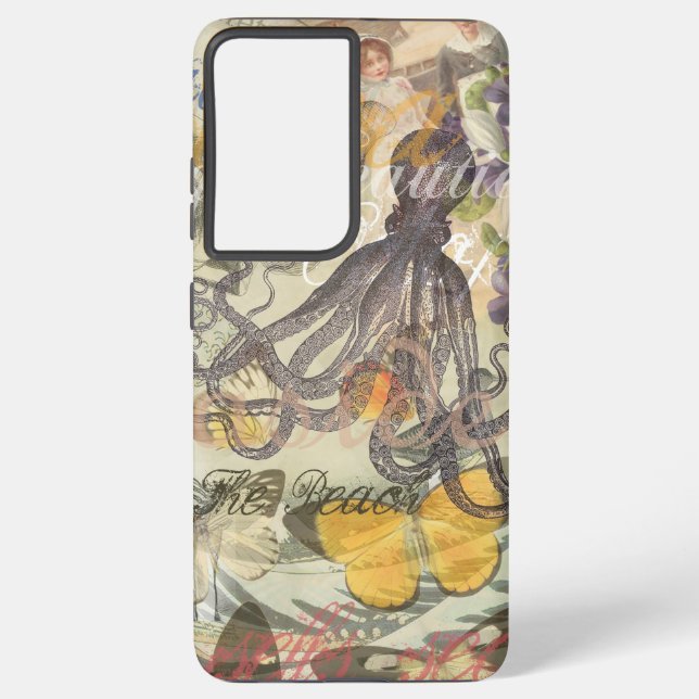 Coque Samsung Galaxy Plage du poulpe Antique Steampunk côtier (Verso)