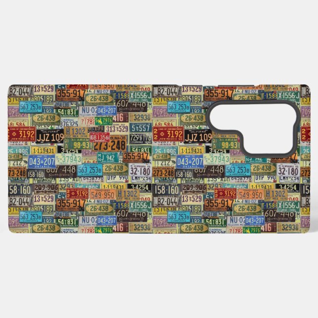 Coque Samsung Galaxy Plaques d'immatriculation vintage (Verso Horizontal)