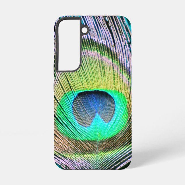 Coque Samsung Galaxy Plume de paon sur Turquoise (Verso)