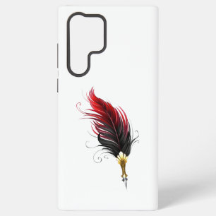Coque Samsung Galaxy Plume rouge avec pointe en or