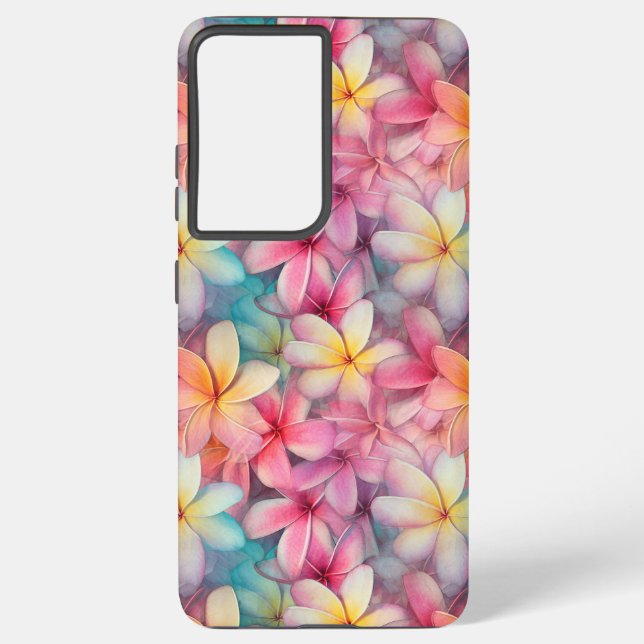 Coque Samsung Galaxy Plumeria tropicale colorée Frangipani (Verso)