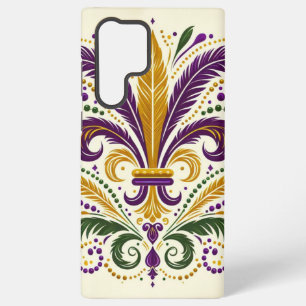 Coque Samsung Galaxy plumes de fleur de lis jaune, vert pourpre