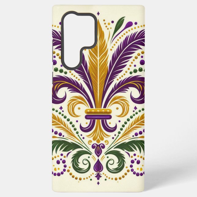 Coque Samsung Galaxy plumes de fleur de lis jaune, vert pourpre (Verso)