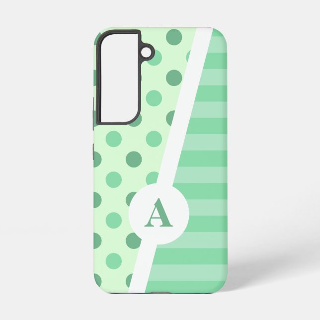 Coque Samsung Galaxy Pointe de Polka fraîche Minty et Motif de bande (Verso)