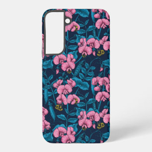 Coque Samsung Galaxy Pois de senteur et bourdons, rose et bleu