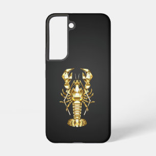 Coque Samsung Galaxy Poisson à langouste polygonale dorée sur noir