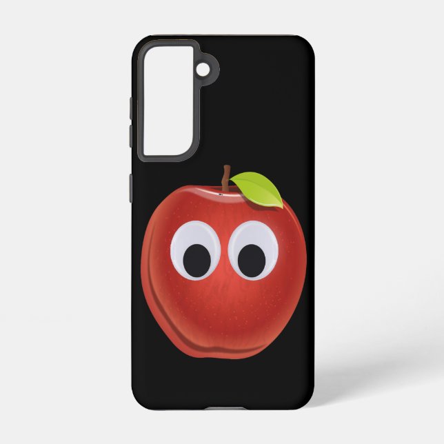 Coque Samsung Galaxy Pomme rouge drôle avec yeux de googly (Verso)